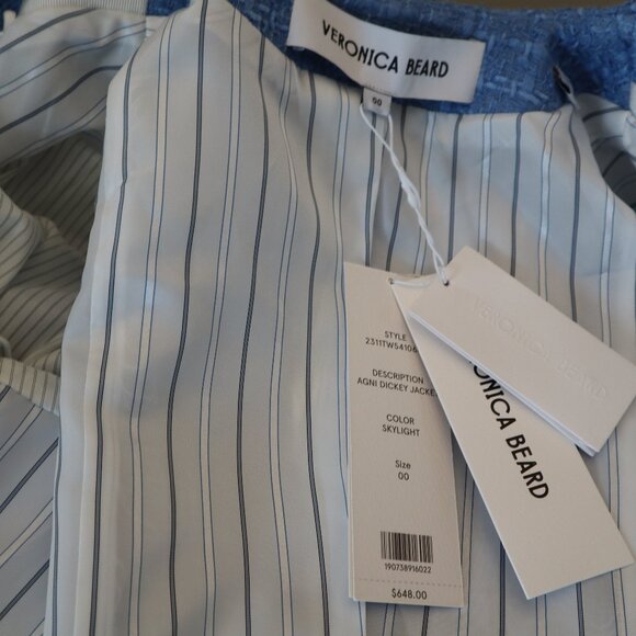 Veronica Beard Agni Dickey Jacket Skylight Tweed Zip Jacket Fit is LG New Tags - Picture 9 of 10